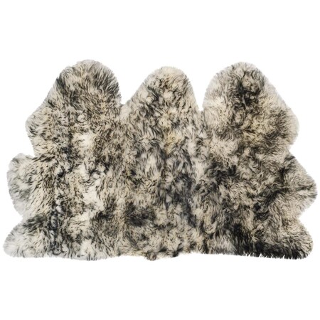 Flowers First 3 ft. 7 in. x 5 ft. 11 in. Natural Sheep Skin Ivory & Dark Charcoal, Small Rectangle FL1860207